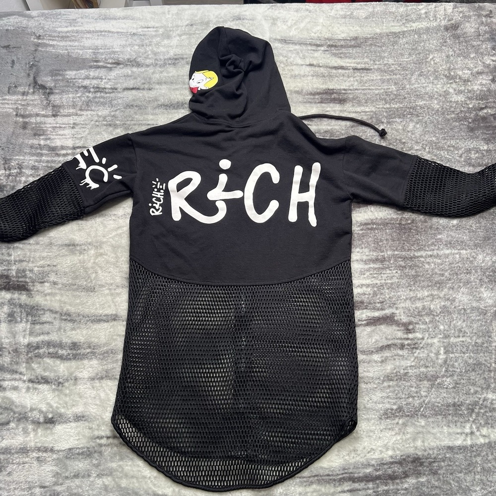 Forever 21 Alec Monopoly Richie Rich Black Hoodie Size Small Mesh